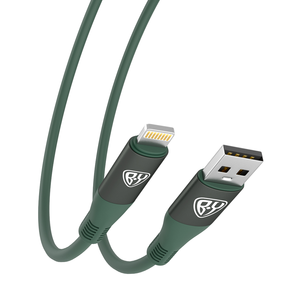 Кабель для зарядки USB(A)-iP BY Flexi, 1 м, 2.4А, Быстрая зарядка, зеленый, арт.№ 931-366