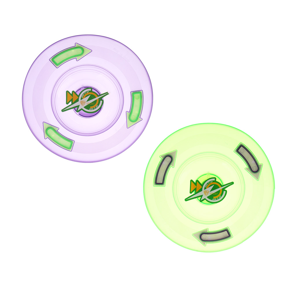 Тарелка летающая "Фрисби", тм BY SPORT, 20см, 3LED диода, питание 3xLR1130, пластик, арт.№ 134-147