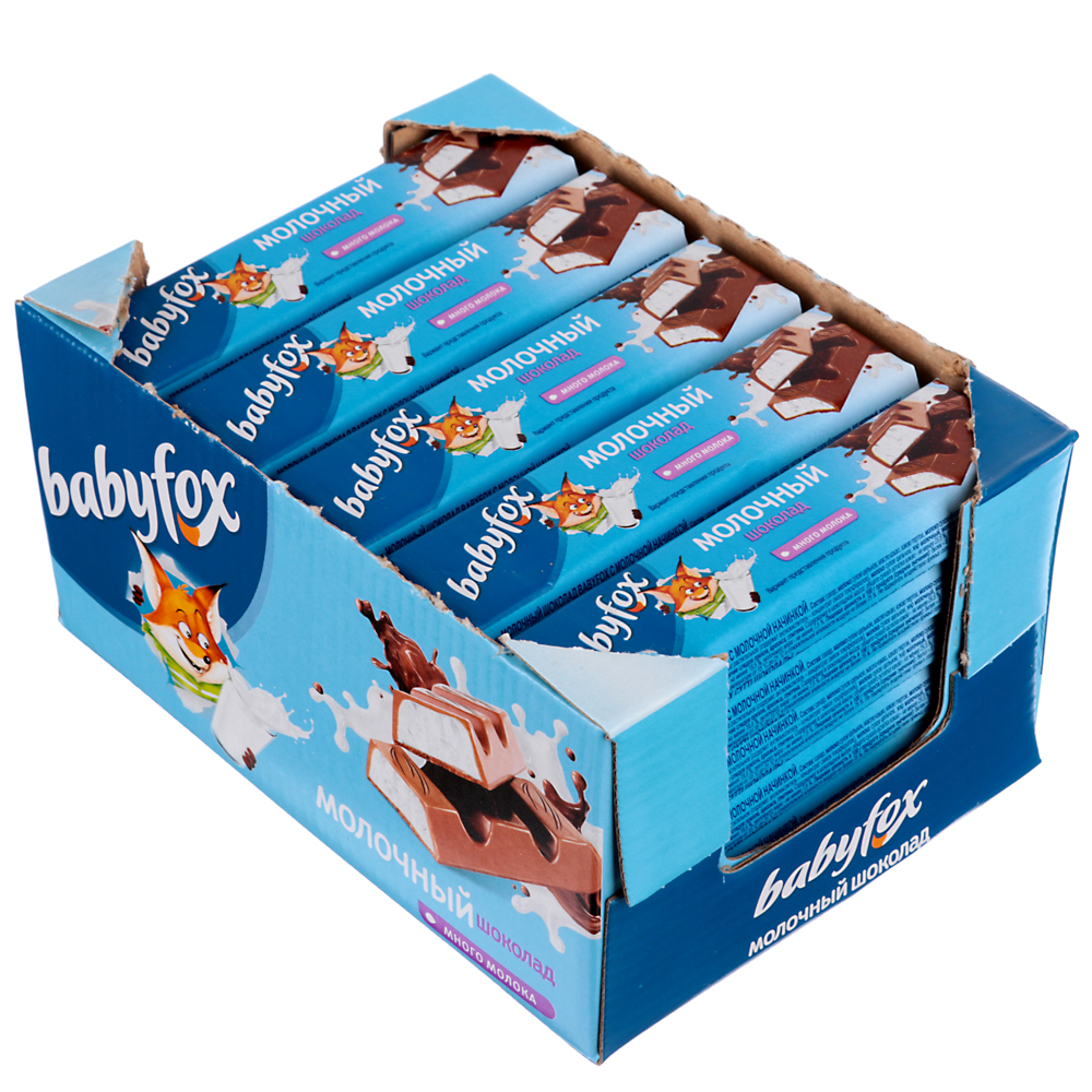 Шоколадный батончик с молочной начинкой Babyfox, 45 г, арт.№ 347-122