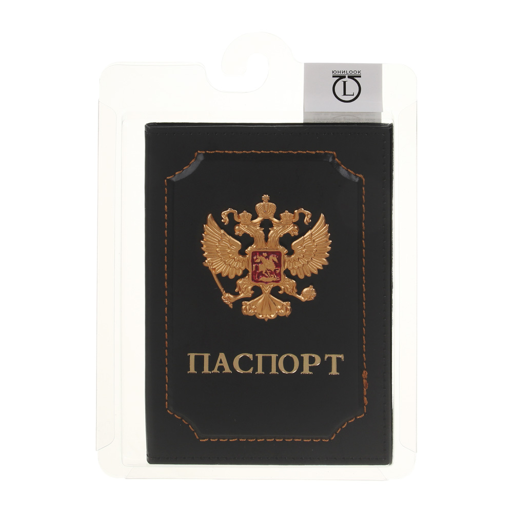 Обложка для паспорта с кокардой тм ЮНИLOOK, металл, ПУ, арт.№ 334-166