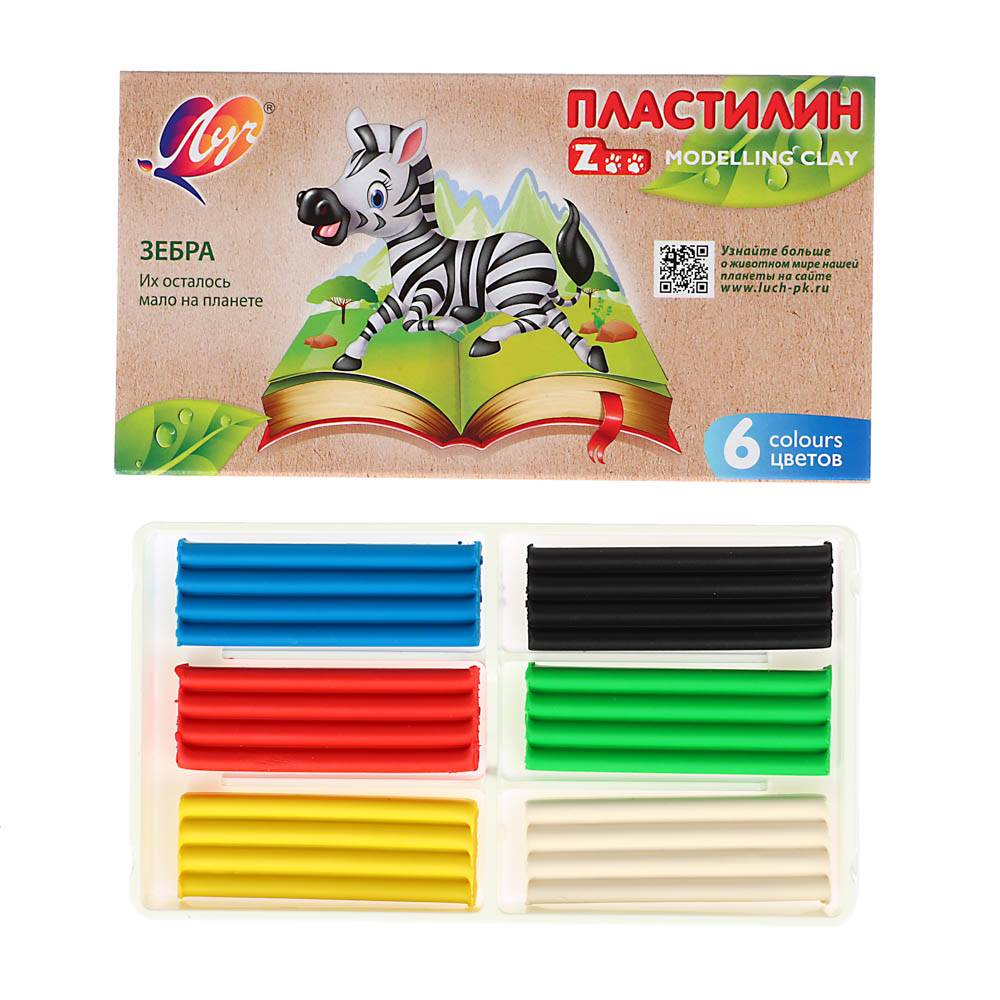 ЛУЧ Пластилин "ZOO", 6 цветов, 90 грамм, в картонной коробке, 30С 1810-08, арт.№ 239-065