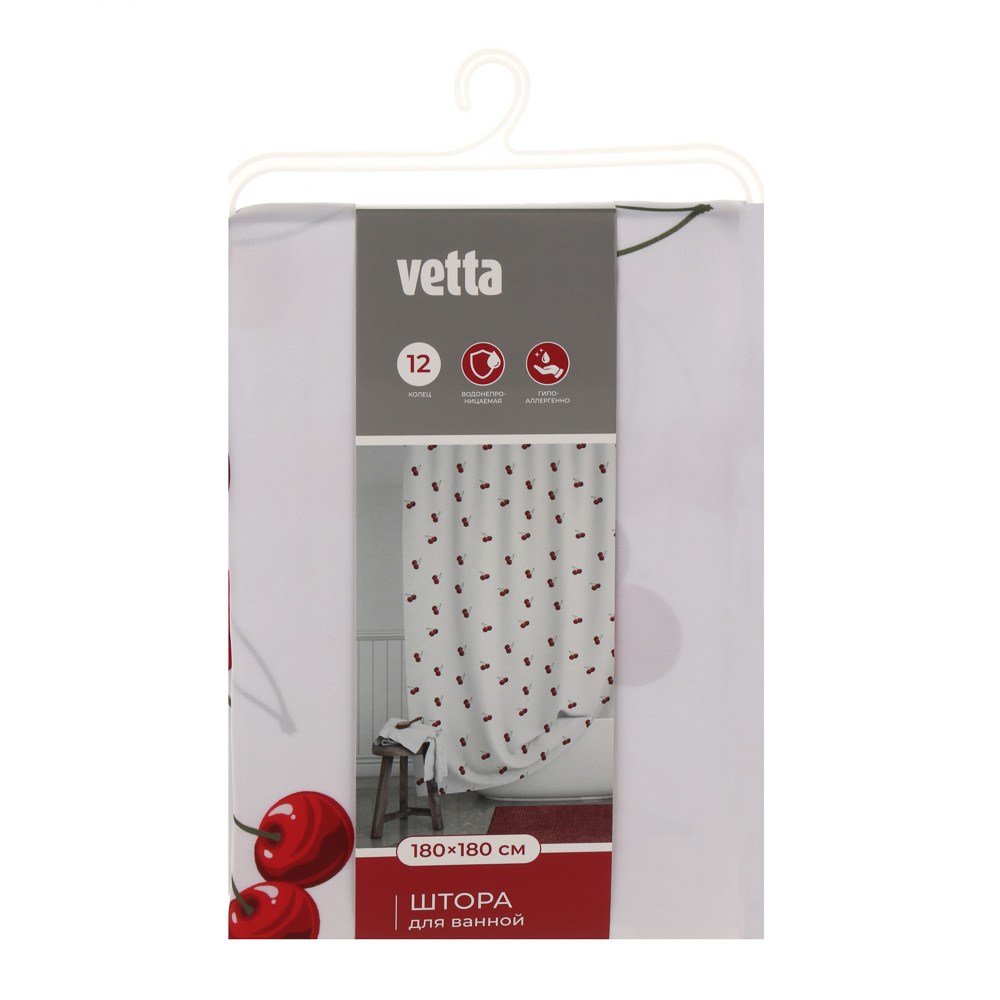 Штора для ванной тм VETTA Черри, полиэстер, 180*180см, арт.№ 461-683