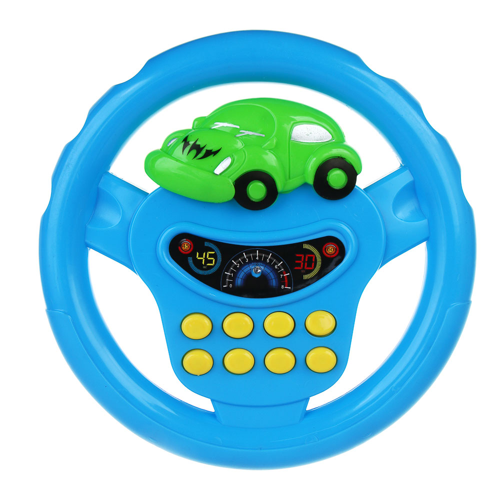 ИГРОЛЕНД Игрушка электронная Руль, свет, звук, ABS, 2хАА, 17,5х17х4см, ZY384010, арт.№ 262-393