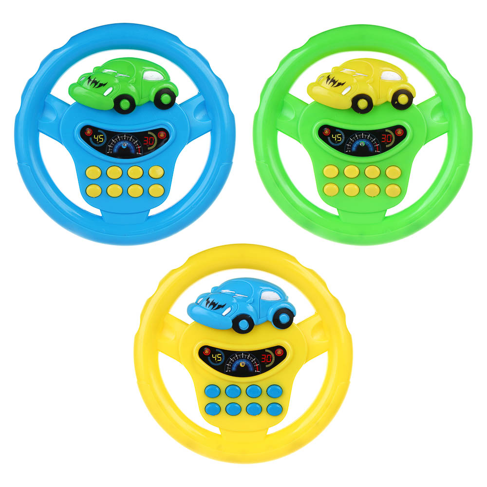 ИГРОЛЕНД Игрушка электронная Руль, свет, звук, ABS, 2хАА, 17,5х17х4см, ZY384010, арт.№ 262-393
