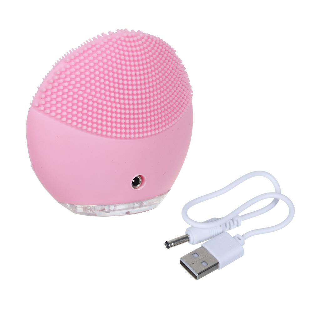 SILAPRO Прибор для массажа и очищения лица, 8 режимов, 7.5x8см, силикон, USB, 3.7V, 150mAh, 2 цвета, арт.№ 192-050