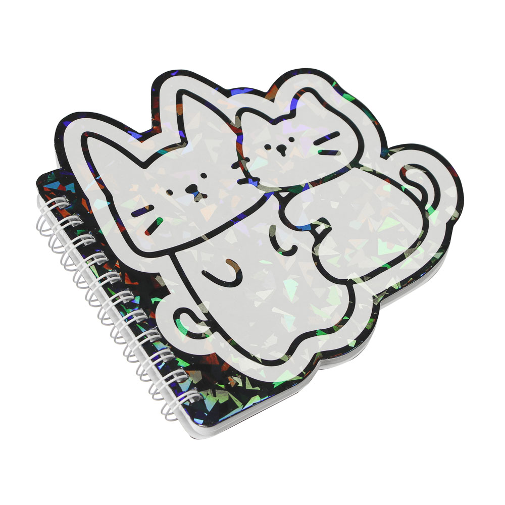 Записная книжка фигурная на спирали А6, 60л, "Друзья Товарищи", обложка картон, глиттер, 2 дизайна, арт.№ 557-114