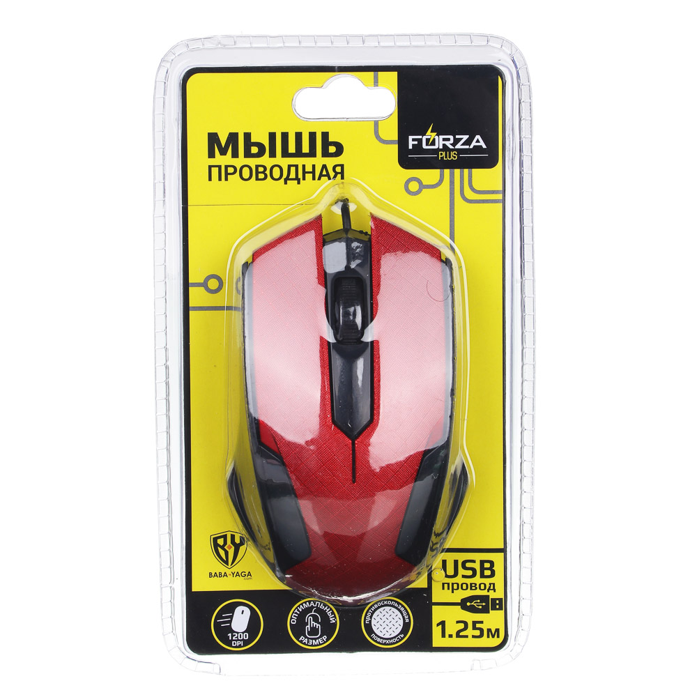 Компьютерная мышь проводная FORZA, 1200DPI, длина провода 125см, 3 цвета, арт.№ 916-047