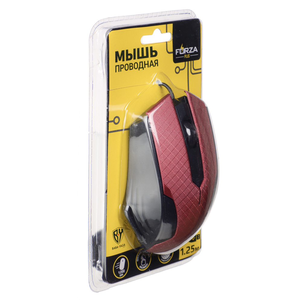 Компьютерная мышь проводная FORZA, 1200DPI, длина провода 125см, 3 цвета, арт.№ 916-047