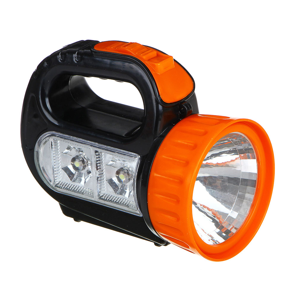 ЕРМАК Фонарь прожектор, 1 LED + 2 LED, 1+2 Вт, 3xАА, 12х10х5см, пластик, арт.№ 223-001