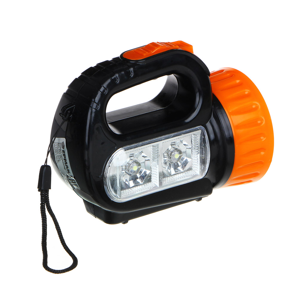 ЕРМАК Фонарь прожектор, 1 LED + 2 LED, 1+2 Вт, 3xАА, 12х10х5см, пластик, арт.№ 223-001