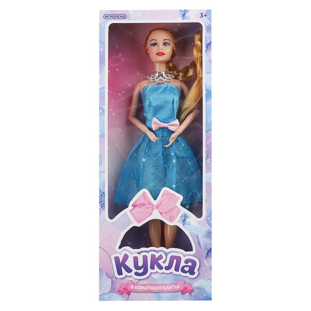 Кукла в коротком платье шарнирная, 29 см, PP, PVC, полиэстер, тм ИГРОЛЕНД, арт.№ 267-921