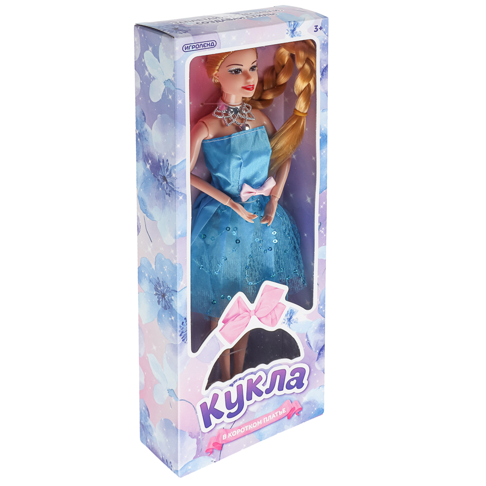 Кукла в коротком платье шарнирная, 29 см, PP, PVC, полиэстер, тм ИГРОЛЕНД, арт.№ 267-921