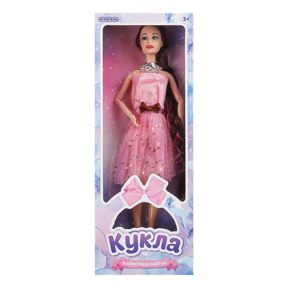Кукла в коротком платье шарнирная, 29 см, PP, PVC, полиэстер, тм ИГРОЛЕНД, арт.№ 267-921