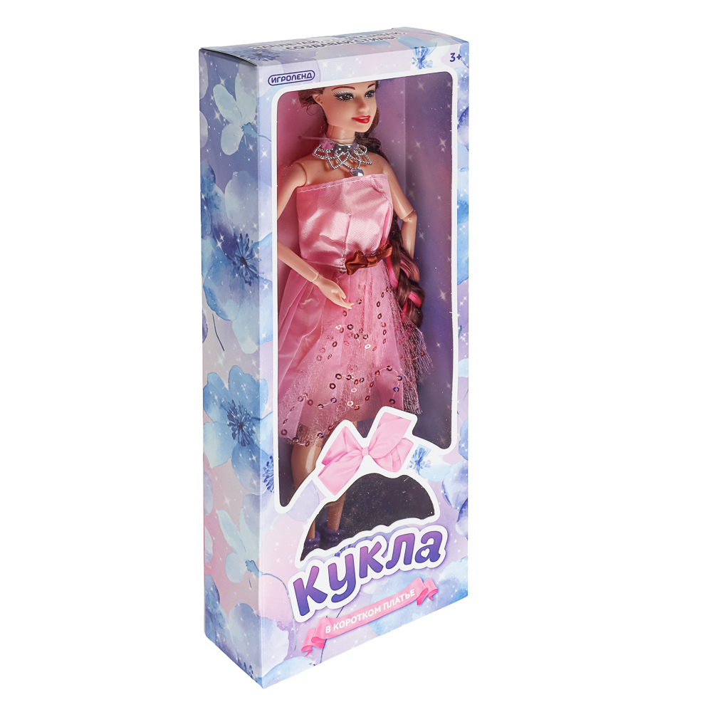 Кукла в коротком платье шарнирная, 29 см, PP, PVC, полиэстер, тм ИГРОЛЕНД, арт.№ 267-921