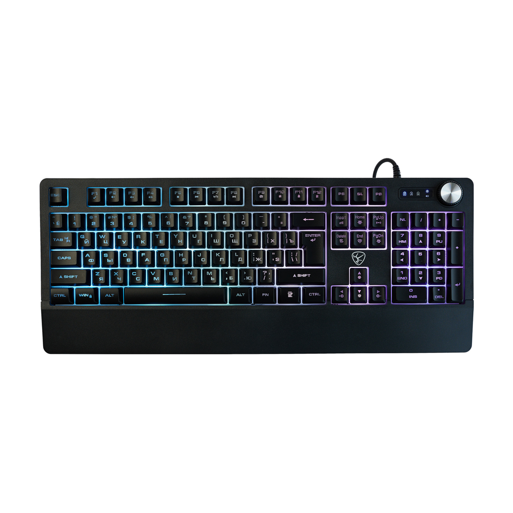 Игровая клавиатура проводная BY Rondache FULL SIZE ISO, мембранная, 104 кл., RGB, 2м, энкодер, арт.№ 405-071