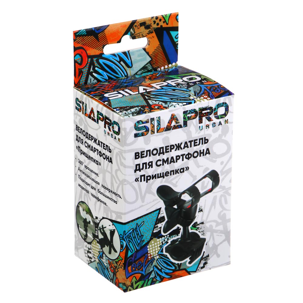 SILAPRO Велодержатель для смартфона Прищепка, 13х9х6см, пластик, арт.№ 195-039