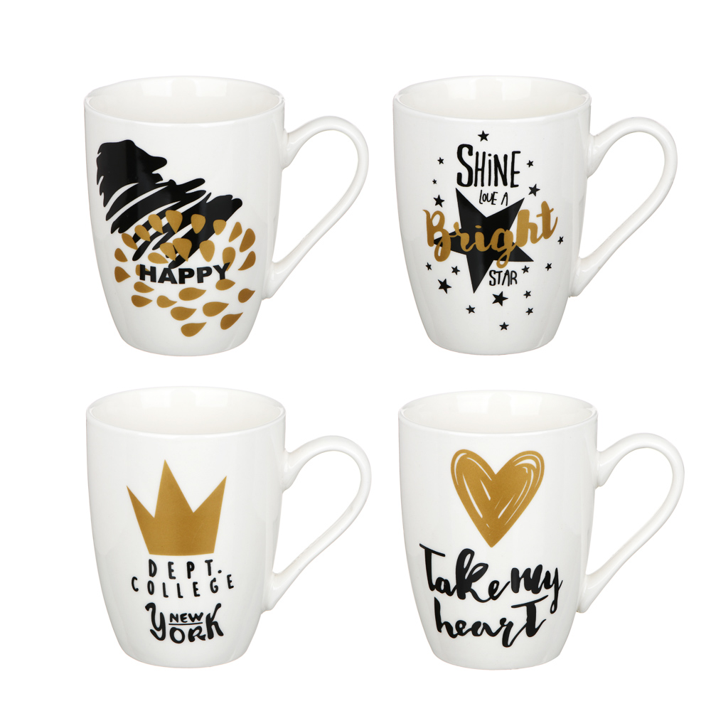 Кружка 350мл, фарфор, "Звезды", 4 дизайна, арт.№ 806-011