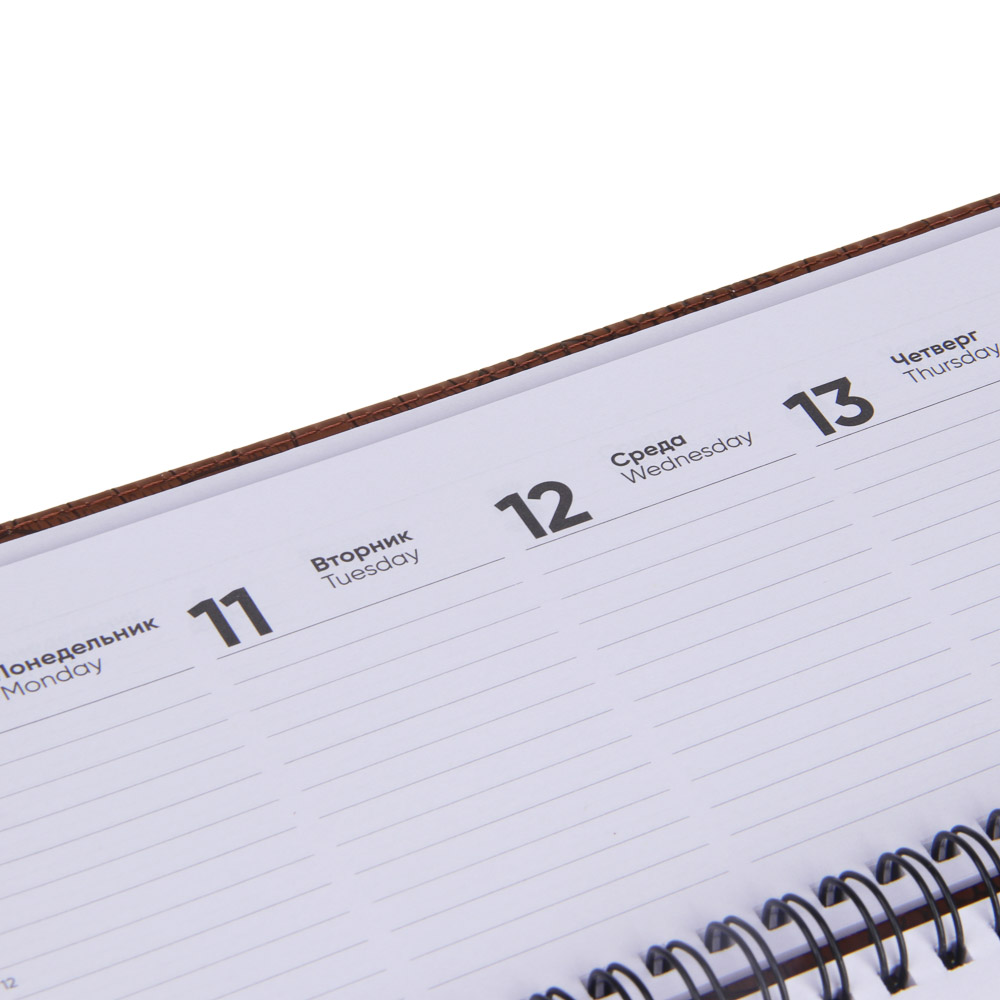 Планинг настол.на 2024 "КРОКО", 31x14,5см, 128 стр., тв.обл., иск.кожа под крокодила, спираль, корич, арт.№ 572-137