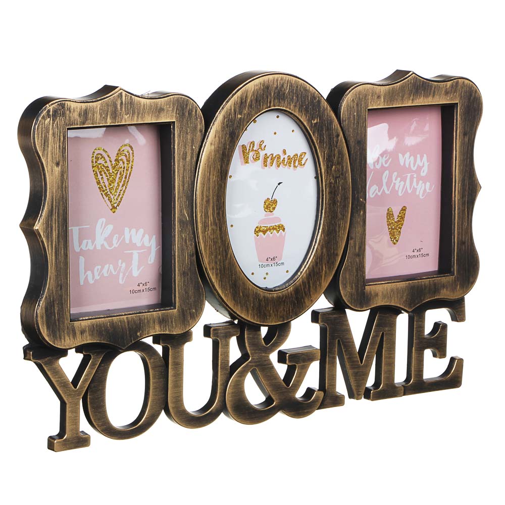 Фоторамка на 3 фотографии, 42х28 см, пластик, 2 цвета, арт.№ 424-016