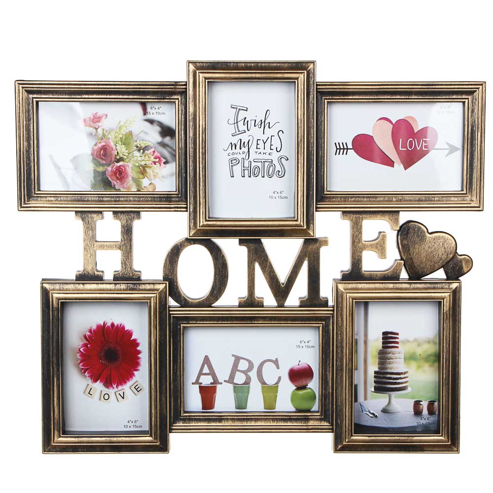 Фоторамка на 6 фотографий, 48,5х42 см, пластик, 2 цвета, арт. А8, арт.№ 424-020