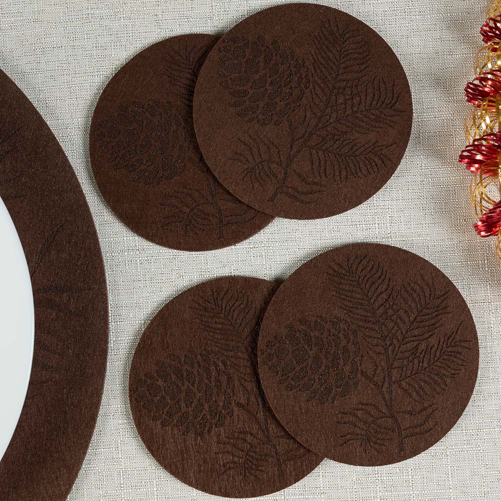 PROVANCE Фелиз Подставка фетровая 4шт, 10см, 100% полиэстер, натуральный, арт.№ 492-214