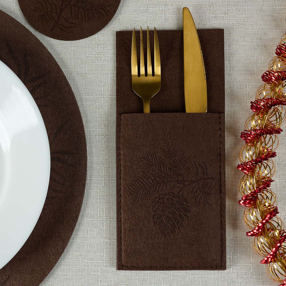PROVANCE Фелиз Подставка фетровая под столовые приборы, 2шт в комплекте, 100% полиэстер, натуральный, арт.№ 492-215