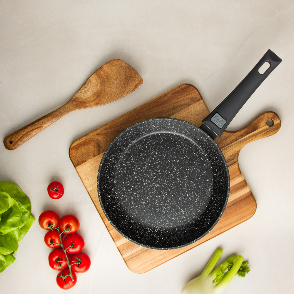 SATOSHI Оникс Сковорода литая d24см, антипригарное покрытие "мрамор", съемная ручка, индукция, арт.№ 846-729