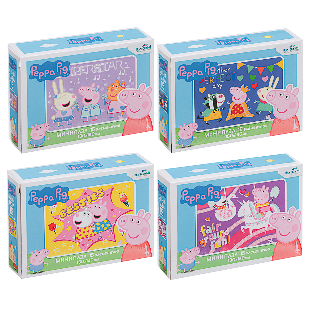 Свинка Пеппа Пазл Мини 15 элементов, 9x2,5x6,5 см, арт.№ 285-258