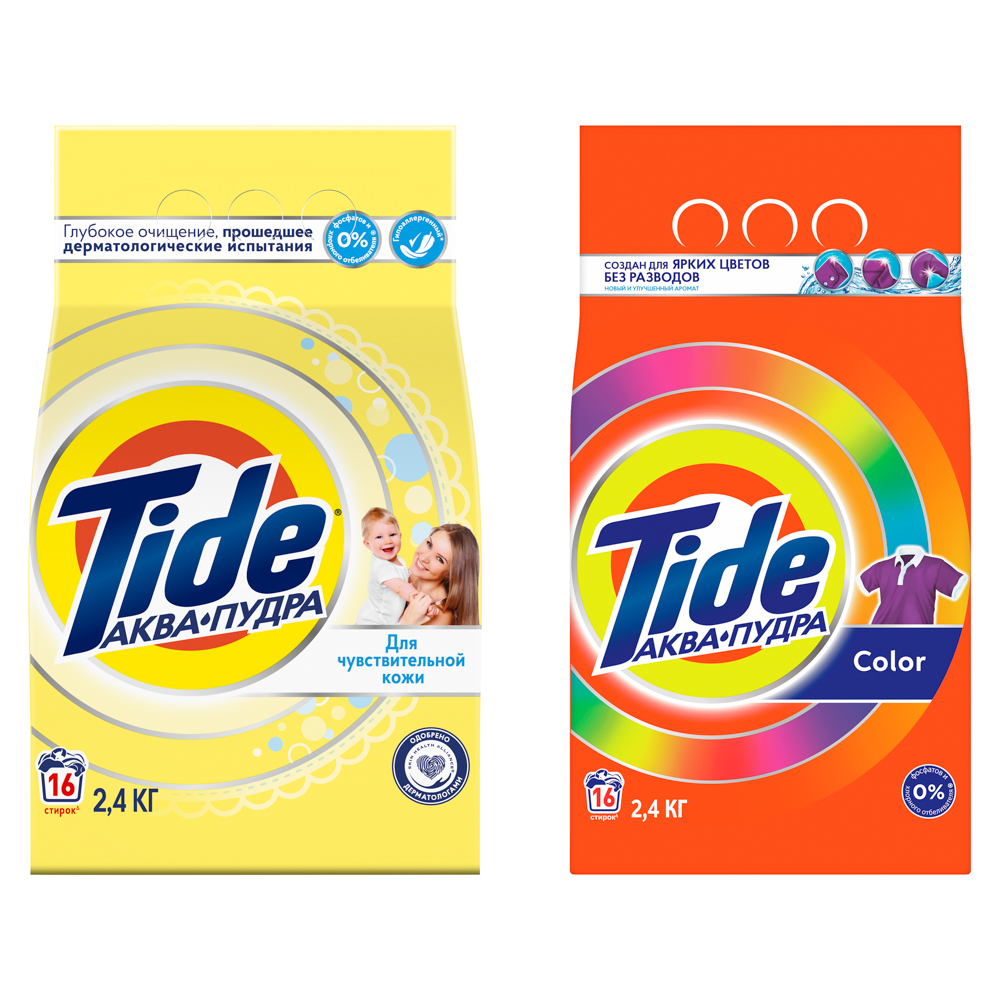 Стиральный порошок TIDE Автомат Color/для чувствительной кожи, п/э, 2,4кг, арт.№ 958-114
