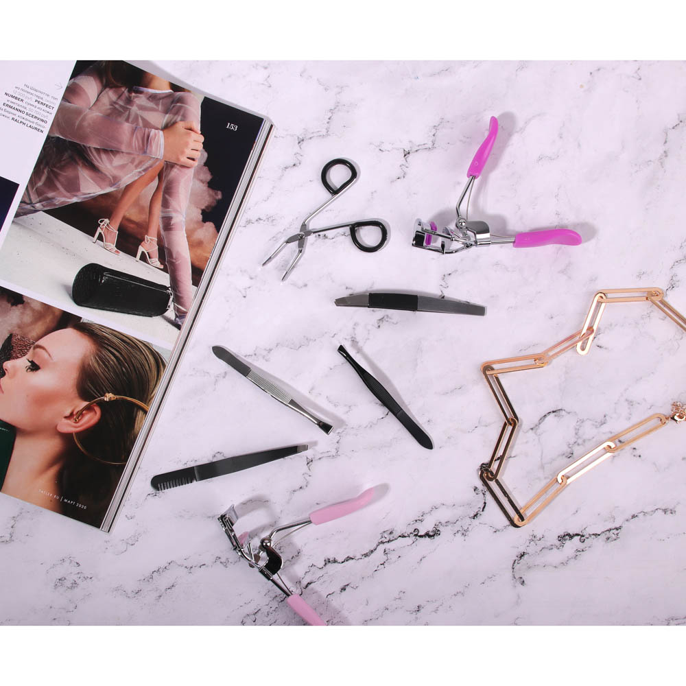 Пинцет для бровей с расческой тм ЮНИLOOK , металл, 10х1см, черный, арт.№ 357-118