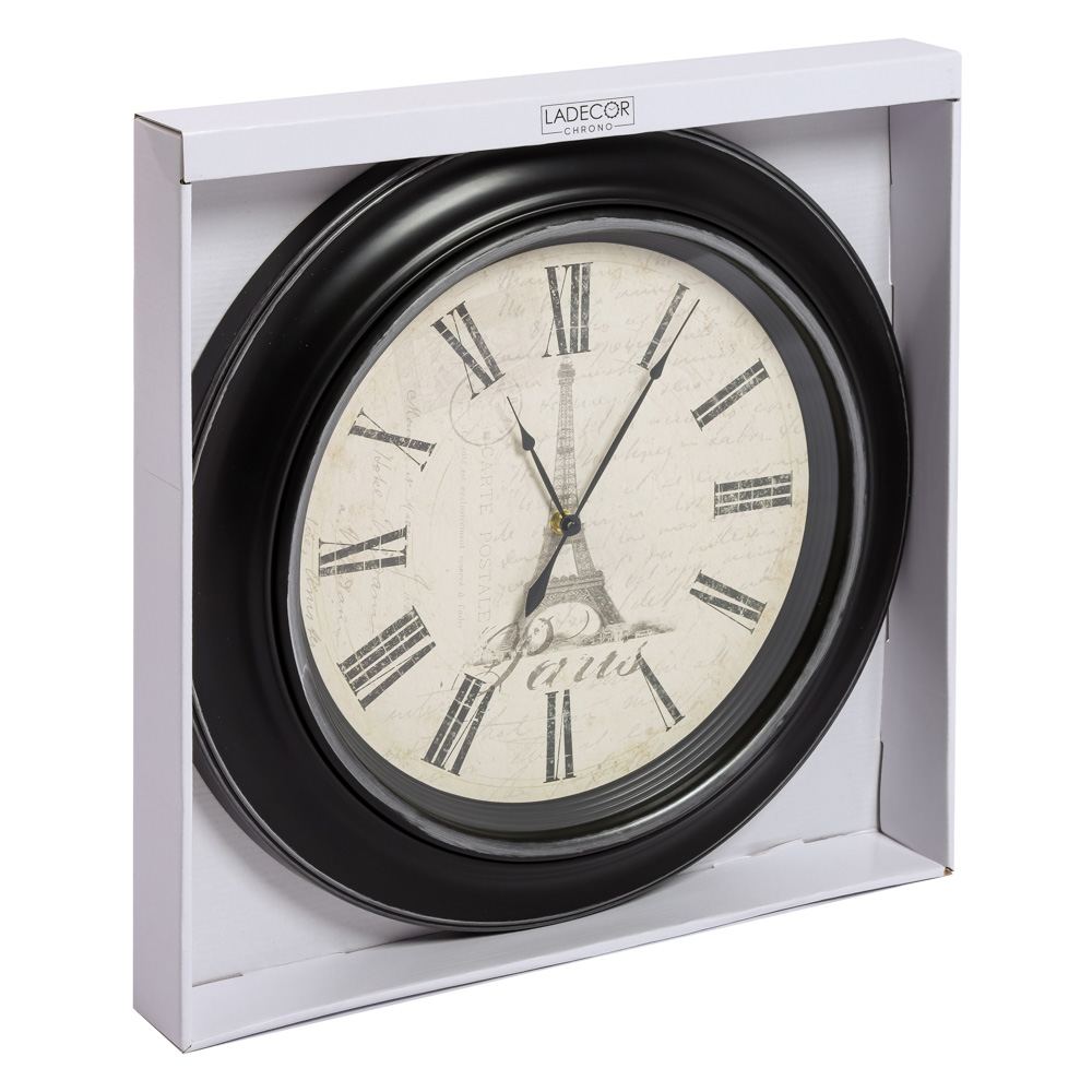 LADECOR CHRONO Часы настенные, 45,7x45,7x5 см, 1xAA, цвет чёрный, арт.1, арт.№ 581-966