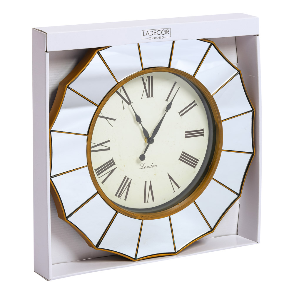 LADECOR CHRONO Часы настенные зеркальные, 40x40x4,5 см, 1xAA, цвет чёрный, арт.№ 581-969
