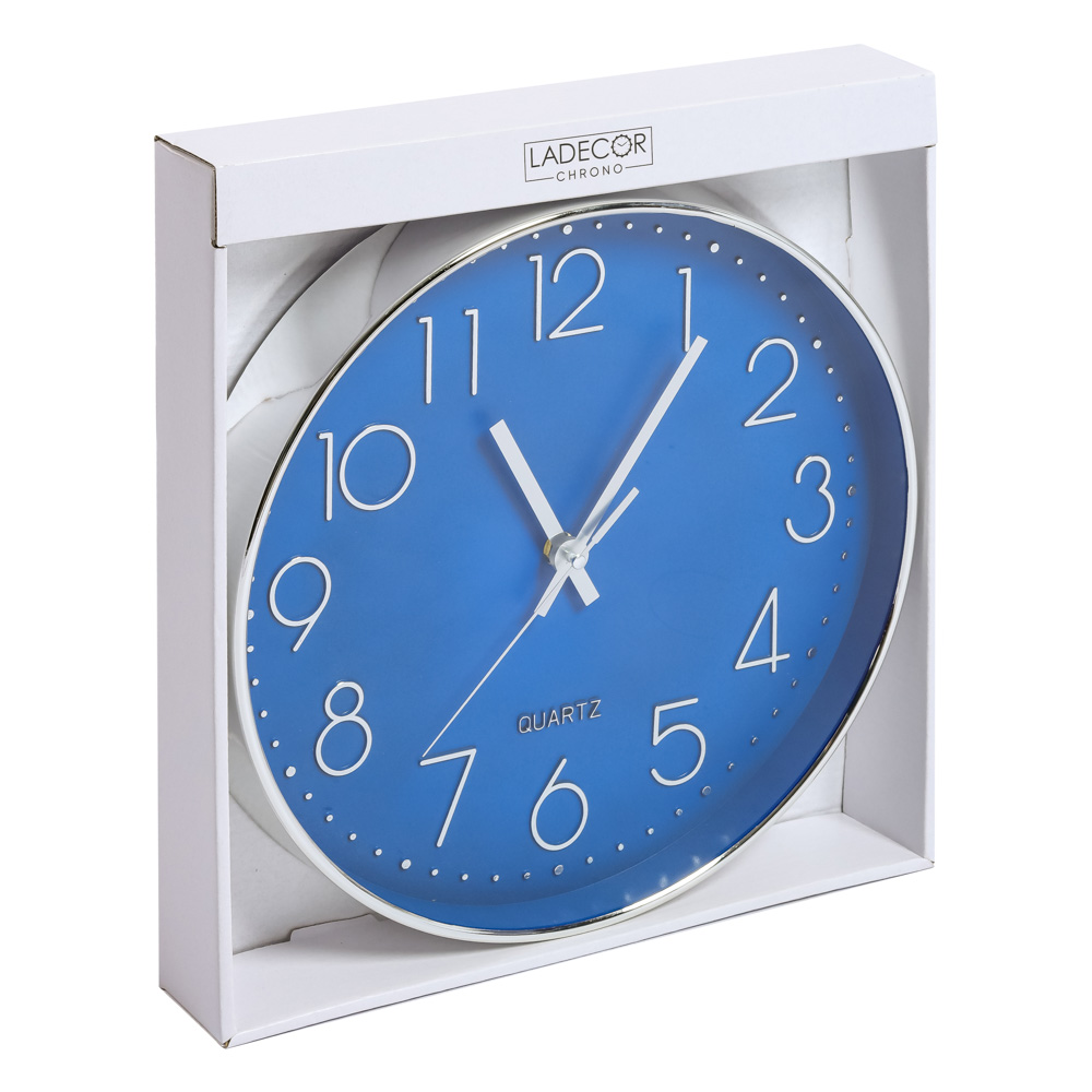 LADECOR CHRONO Часы настенные, 29,3x29,3x5 см, 1xAA, цвет синий, арт.№ 581-971