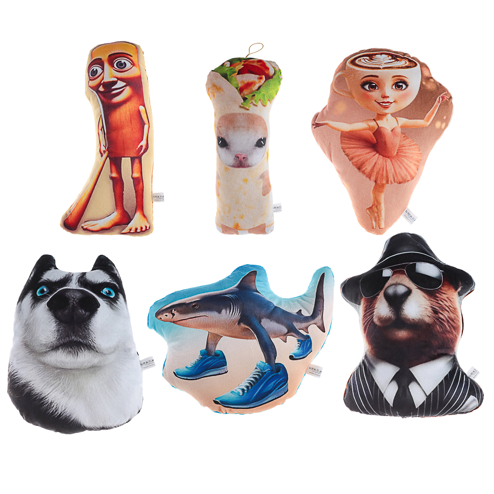 Мягкая игрушка, мемный антистресс "Питомцы", полиэстер, 24-30 см, 6 видов, арт.№ 264-471