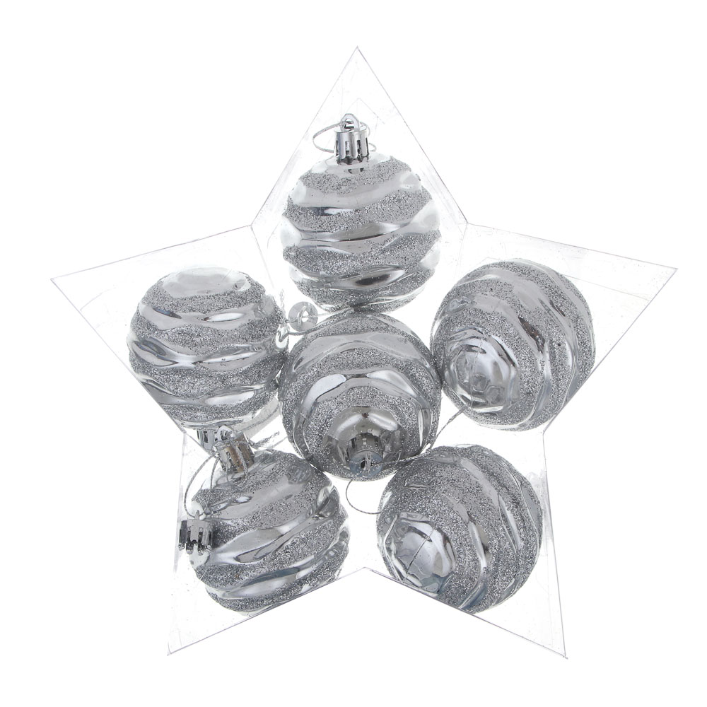 СНОУ БУМ Набор шаров 6 см, 6 шт, серебро, 26-198, арт.№ 373-613