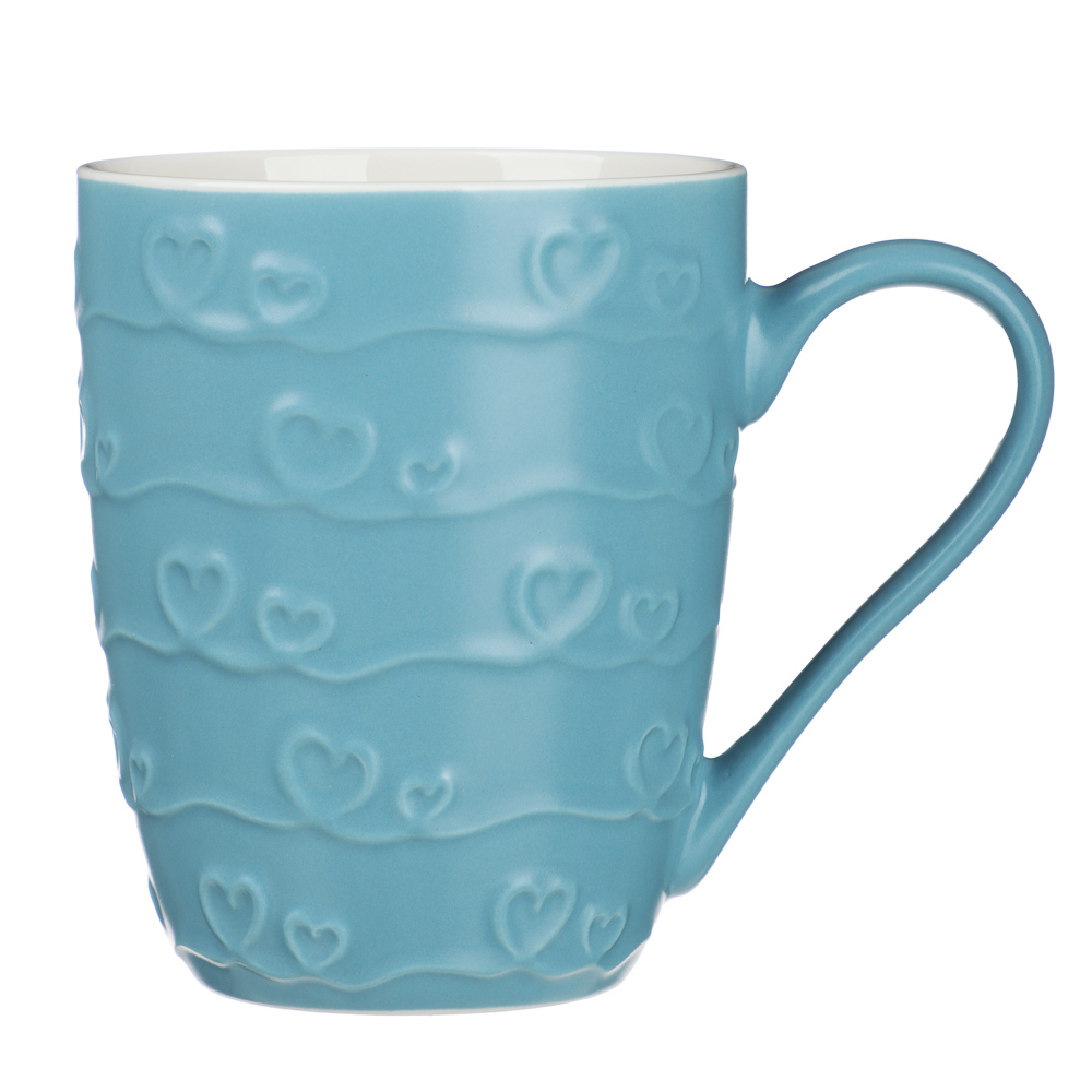 Кружка Сердечки тм MILLIMI, 370мл, 4 цвета, фарфор, арт.№ 806-505
