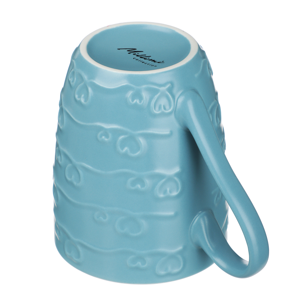 Кружка Сердечки тм MILLIMI, 370мл, 4 цвета, фарфор, арт.№ 806-505