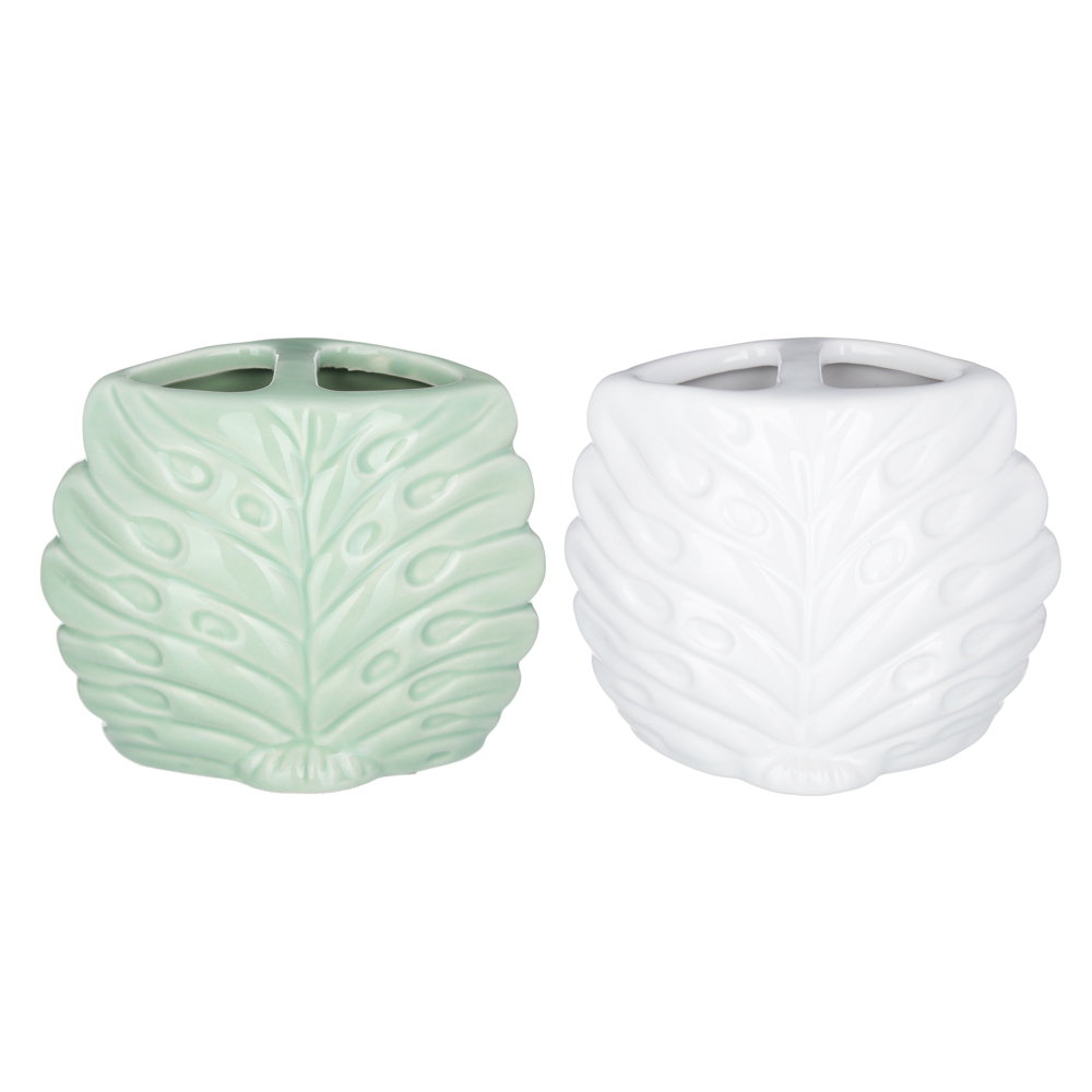 VETTA Стакан с разделителем для зубных щеток и пасты, "Перо павлина", керамика, 2 цвета, арт.№ 463-008