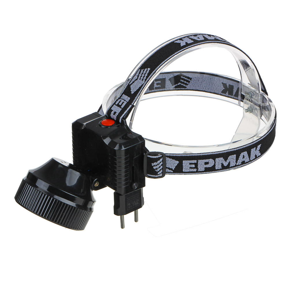 Фонарь налобный тм ЕРМАК, аккумуляторный, 8 ярк.+ 0,5 Вт LED, вилка 220В, 8,8x7,4х8,5см, арт.№ 328-047