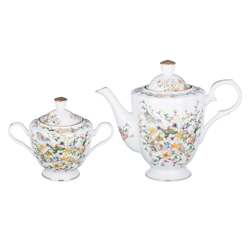 MILLIMI Версаль Набор чайный 14 пр., чашка 240мл, чайник 1350мл, сахарница 400мл, кост. фрф, арт.№ 802-008