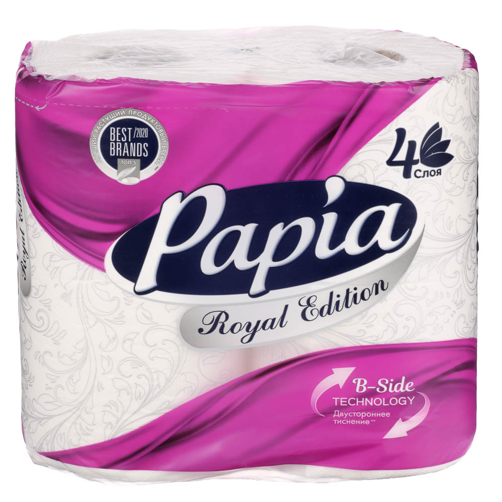 Туалетная бумага PAPIA ROYAL EDITION 4 слоя, 4шт, арт.№ 918-022