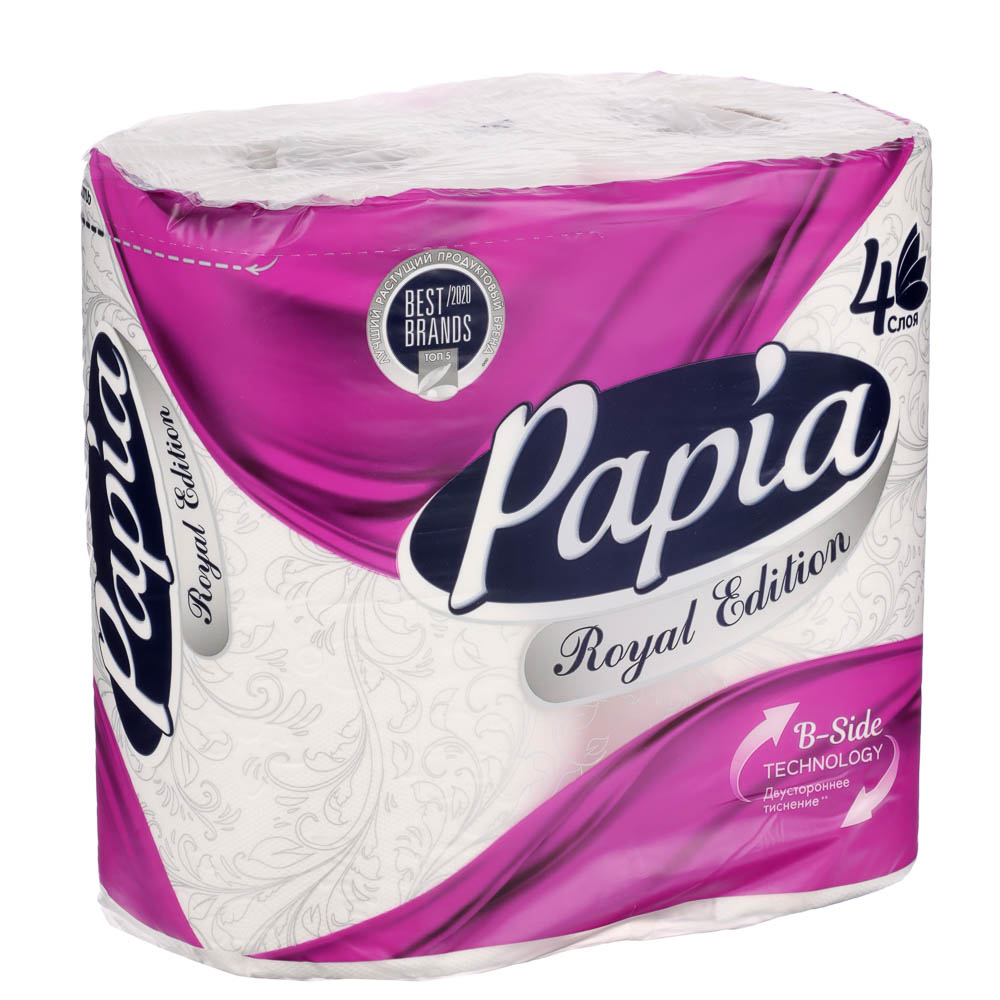 Туалетная бумага PAPIA ROYAL EDITION 4 слоя, 4шт, арт.№ 918-022