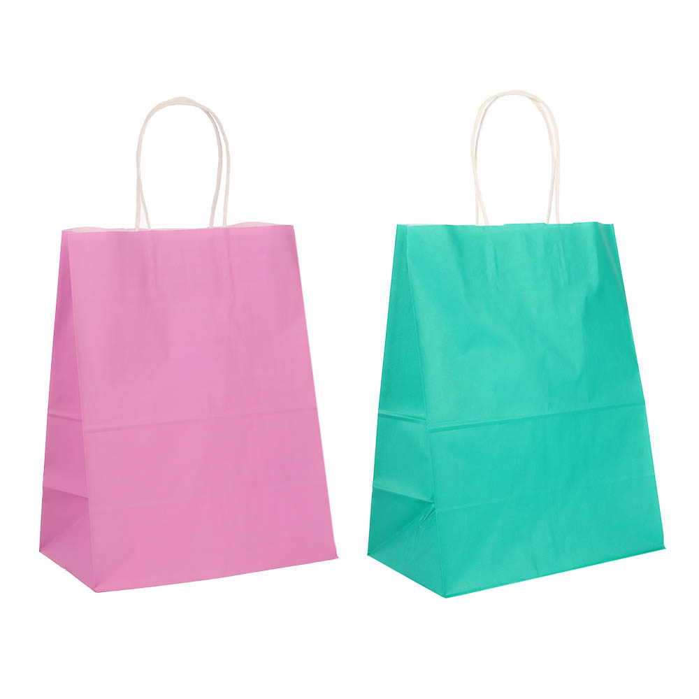 Пакет подарочный с кручеными ручками L 24x14x30см, 2 цвета: розовый/зеленый в асс, арт.№ 507-505