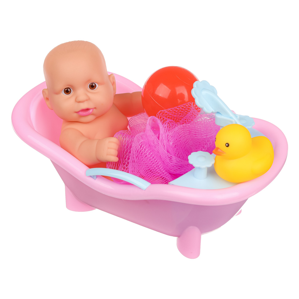 ИГРОЛЕНД Пупс в ванночке с аксессуарами, PP, PVC, упак. 24х15х14см, 2 дизайна, арт.№ 267-652