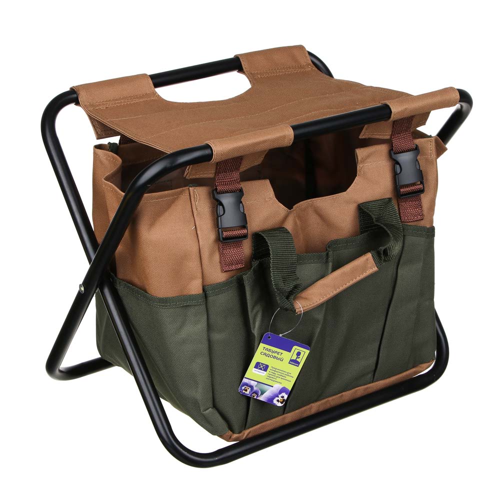 INBLOOM Табурет садовый, 41х33x27см, сумка под инструмент, металл, оксфорд 600D, арт.№ 187-016