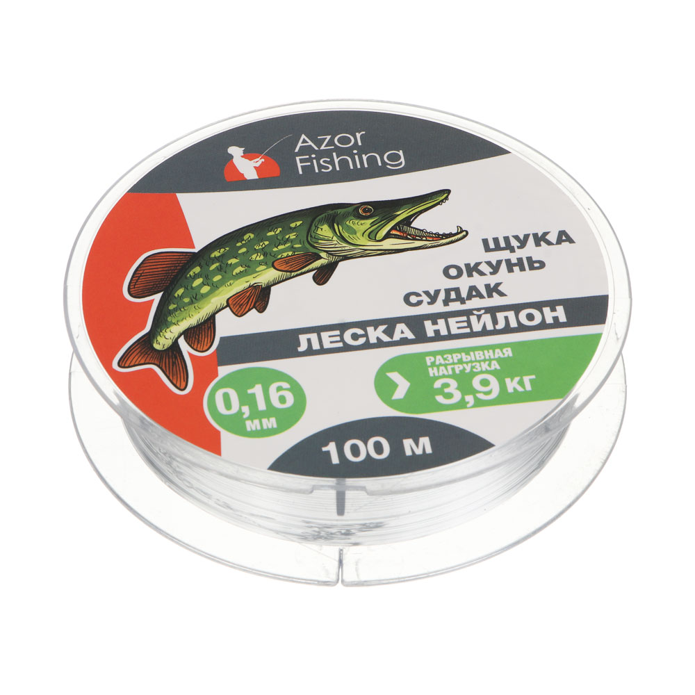 Леска "Щука, Окунь, Судак" тм AZOR FISHING, нейлон, 100м, 0,16мм, 3,9кг, серая, арт.№ 144-034