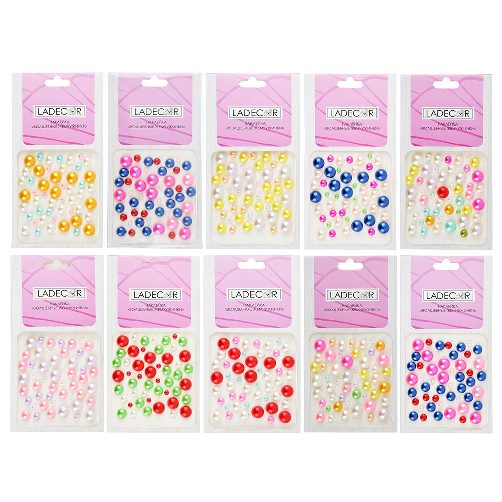 LADECOR Наклейка декоративная "Волшебные жемчужинки", пластик, 14х7,5см, 7-9 цветов, арт.№ 503-483