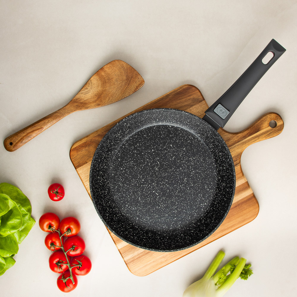 SATOSHI Оникс Сковорода литая d26см, антипригарное покрытие "мрамор", съемная ручка, индукция, арт.№ 846-730