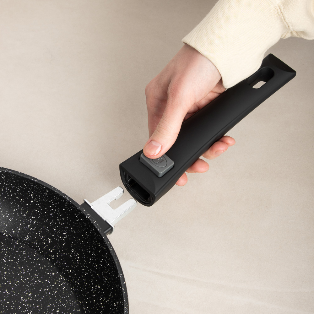 SATOSHI Оникс Сковорода литая d28см, антипригарное покрытие "мрамор", съемная ручка, индукция, арт.№ 846-731