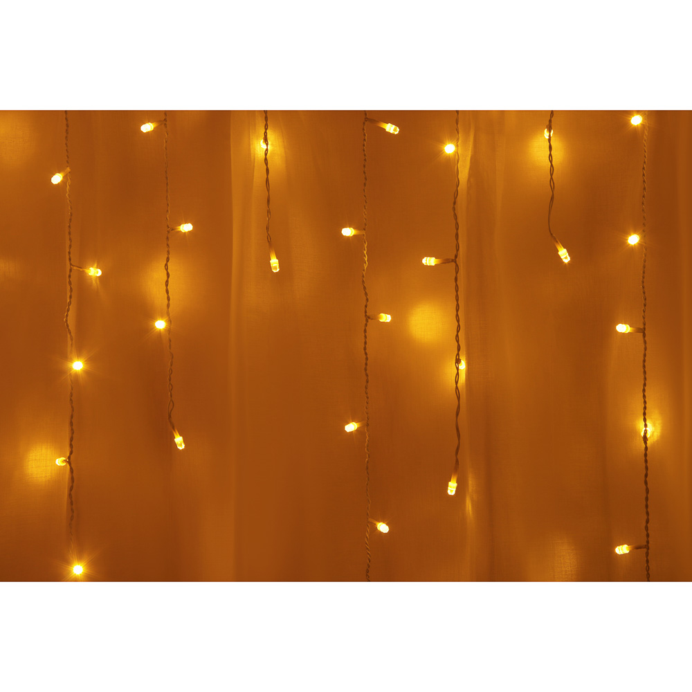 Гирлянда бахрома 2,5x0,3х0,5x0,7 м СНОУ БУМ, 80 LED ламп, постоянное свечение шампань, ПВХ белый, коннектор, 220В, арт.№ 382-096